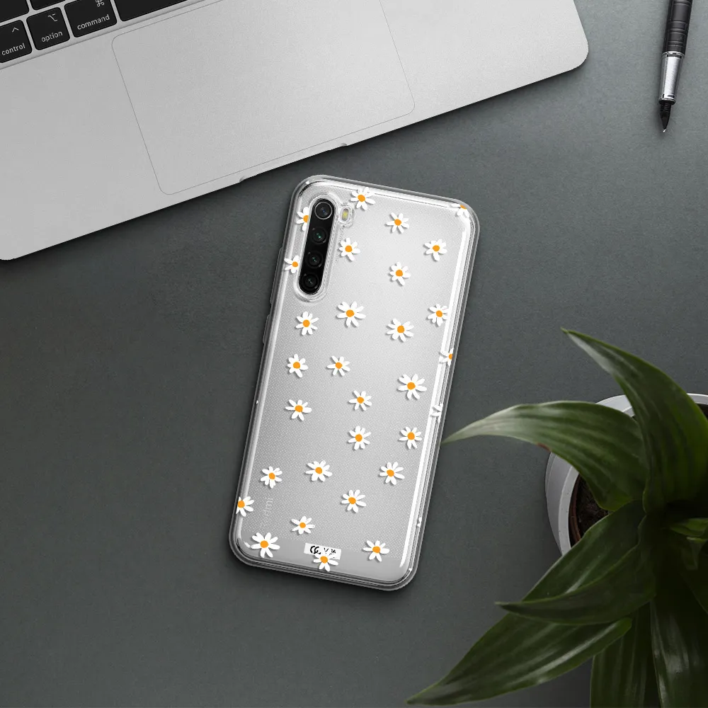 A White Background With Orange Dots Xiaomi Redmi Note 8T Clear Tpu Case