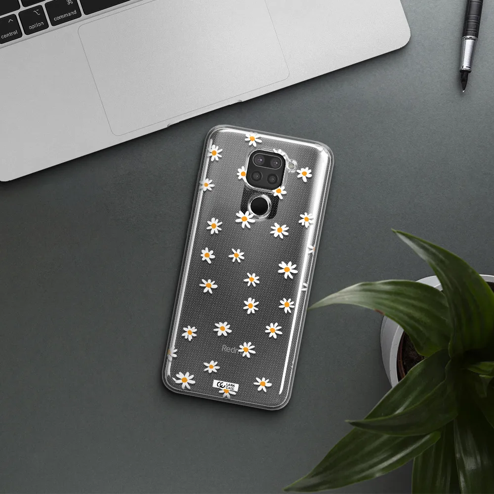 a white background with orange dots Xiaomi Redmi Note 9 Clear TPU Case