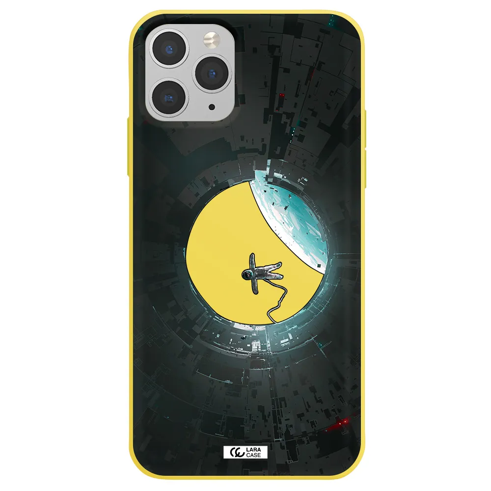 a astronaut in a space station Apple iPhone 11 pro Silicone canary yellow Case
