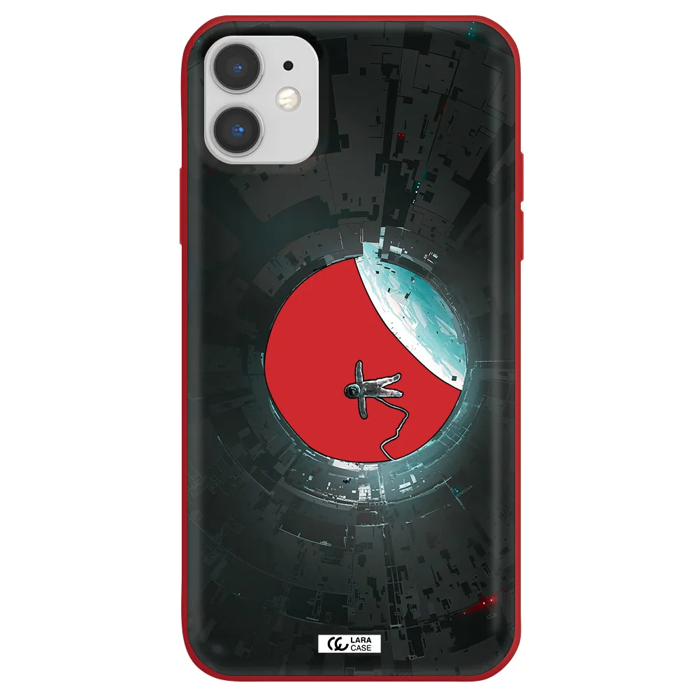 a astronaut in a space station Apple iPhone 11 Silicone Imperial Red Case