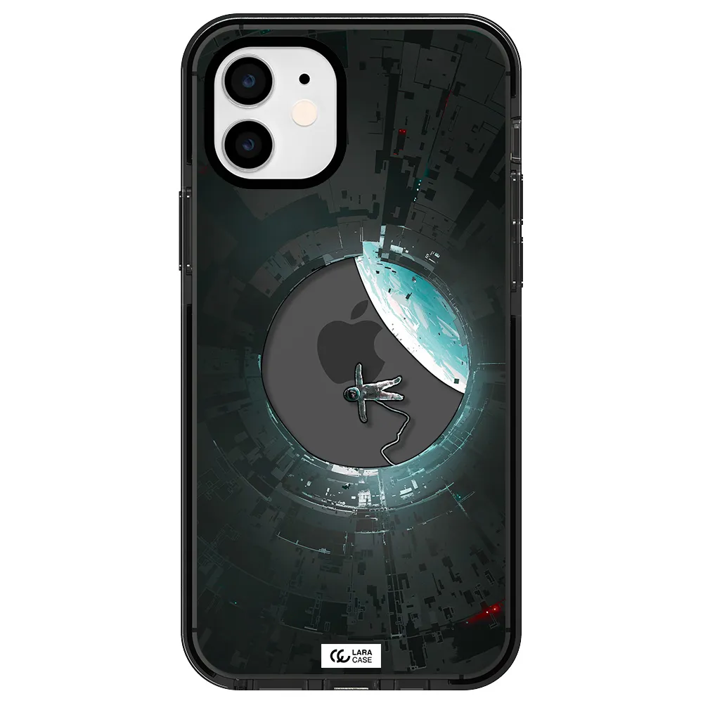 a astronaut in a space station Apple iPhone 12 impact Smoke Black Case