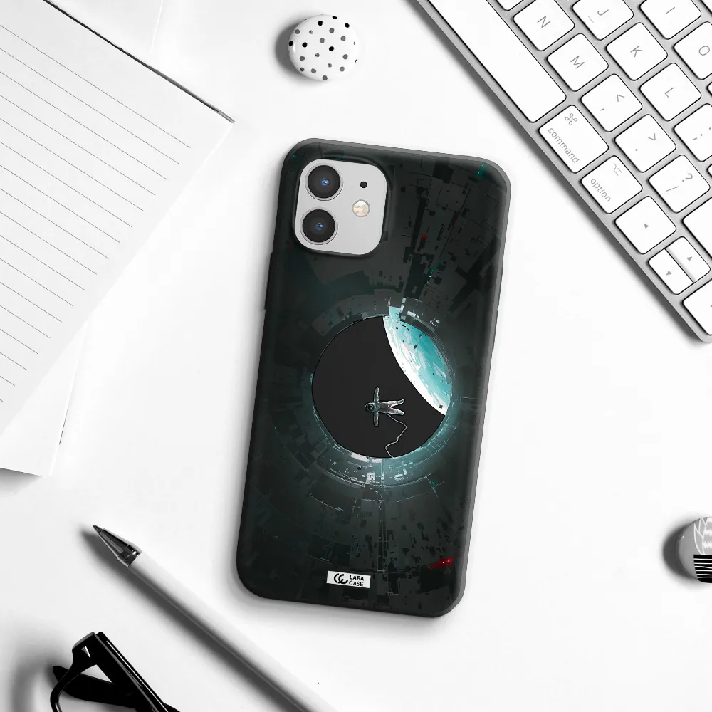 a astronaut in a space station Apple iPhone 12 Silicone black Case