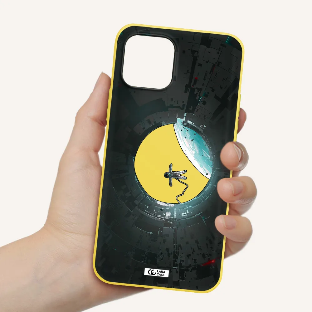 a astronaut in a space station Apple iPhone 12 Silicone canary yellow Case
