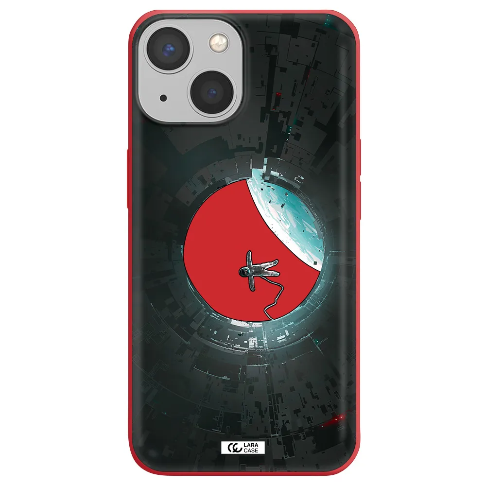a astronaut in a space station Apple iPhone 13 mini Silicone Imperial Red Case
