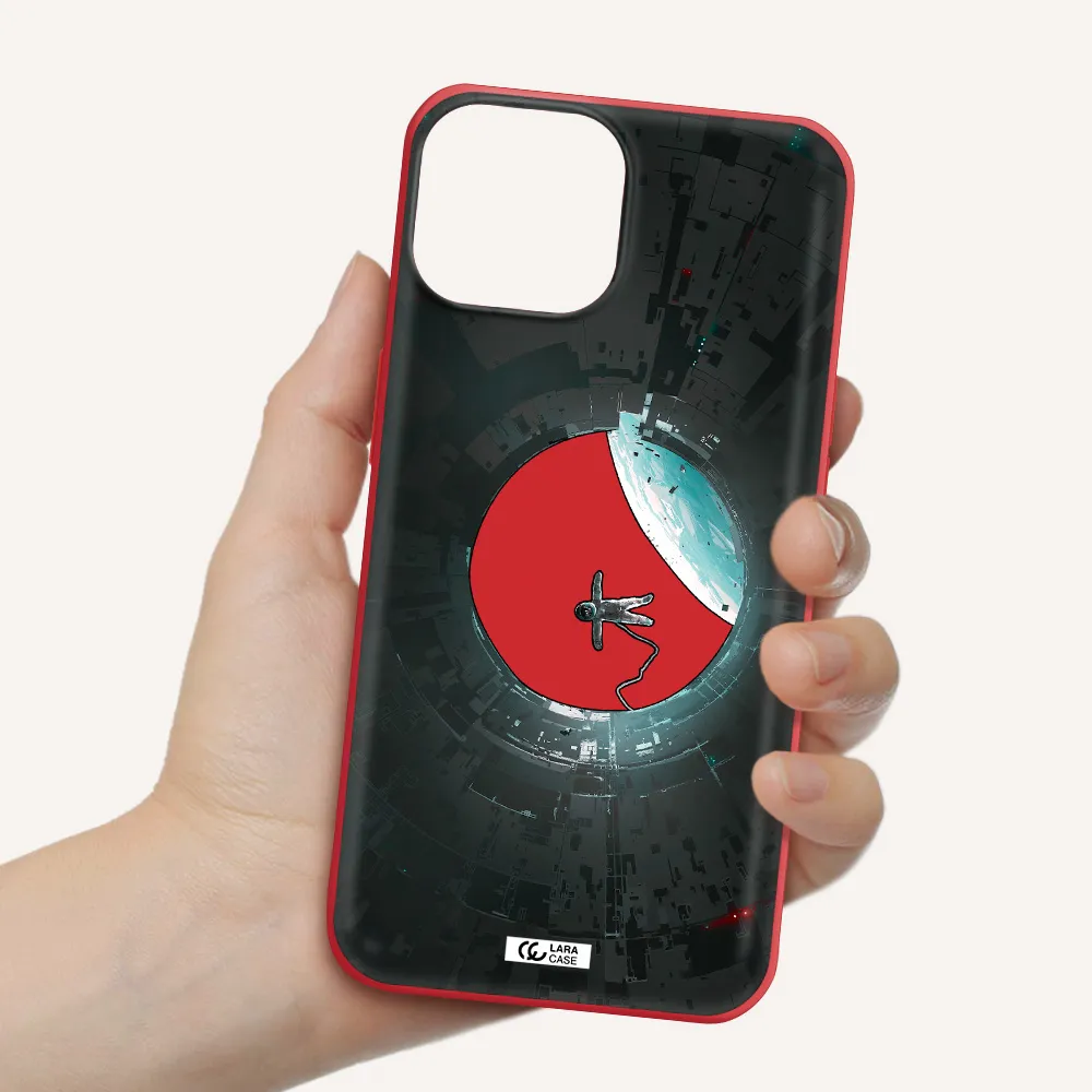 a astronaut in a space station Apple iPhone 13 mini Silicone Imperial Red Case