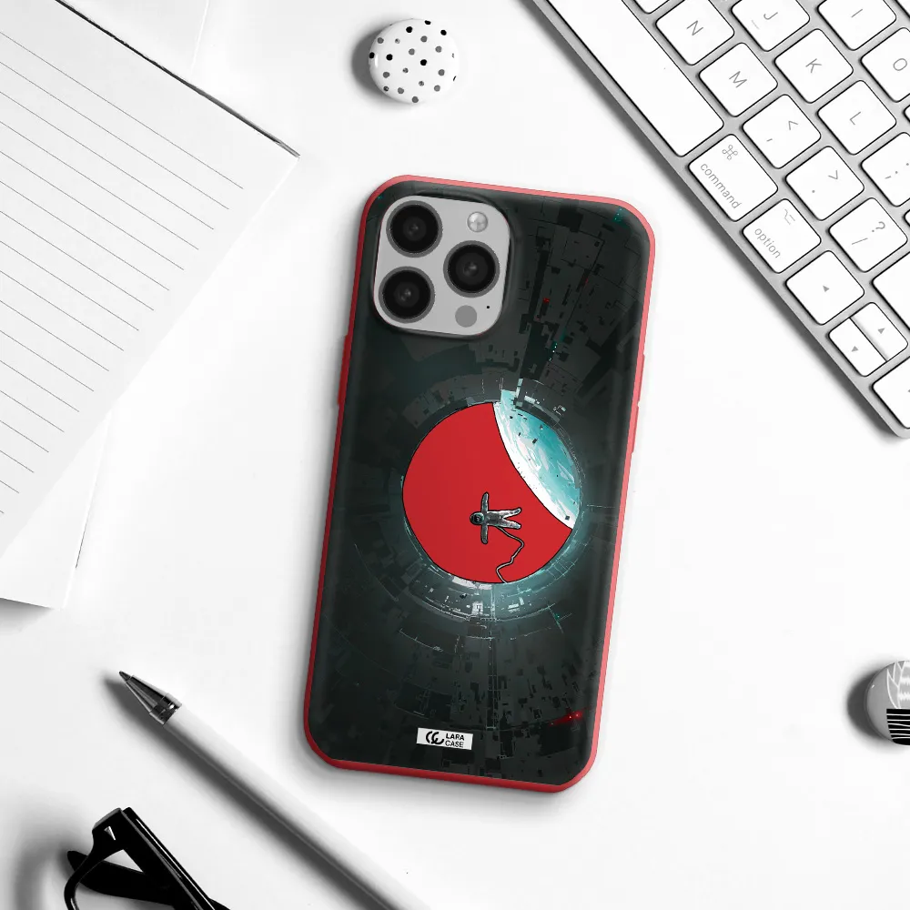 a astronaut in a space station Apple iPhone 13 Pro Silicone Imperial Red Case