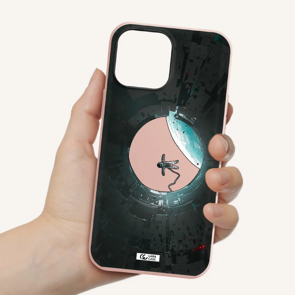 a astronaut in a space station Apple iPhone 13 Pro Silicone pastel pink Case
