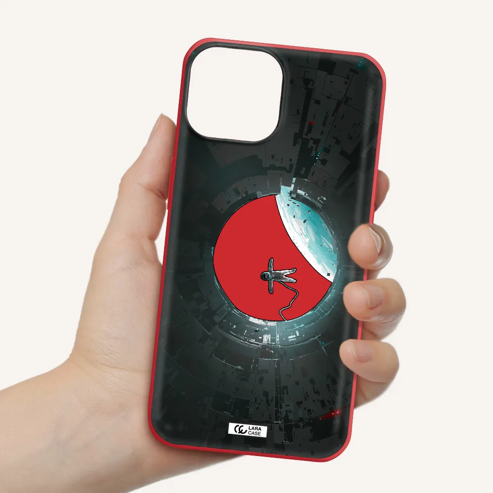a astronaut in a space station Apple iPhone 13 Silicone Imperial Red Case