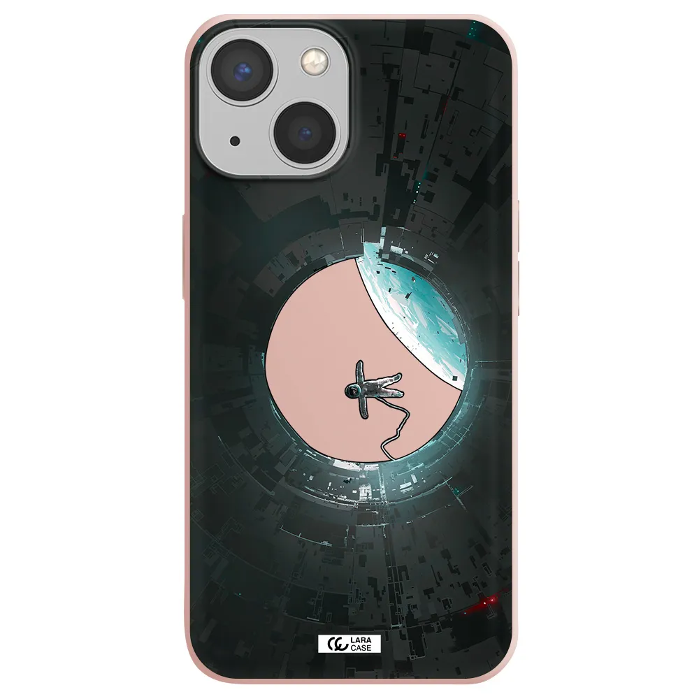 a astronaut in a space station Apple iPhone 13 Silicone pastel pink Case