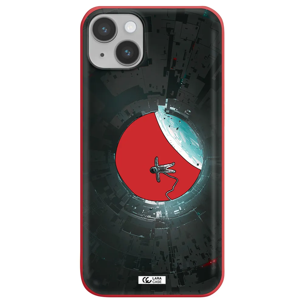 a astronaut in a space station Apple iPhone 14 plus Silicone Imperial Red Case
