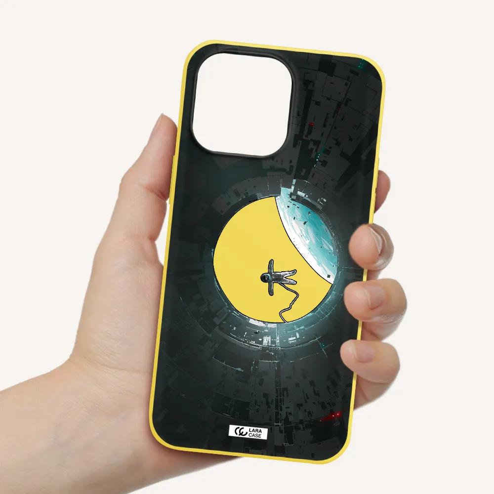 a astronaut in a space station Apple iPhone 14 pro max Silicone canary yellow Case
