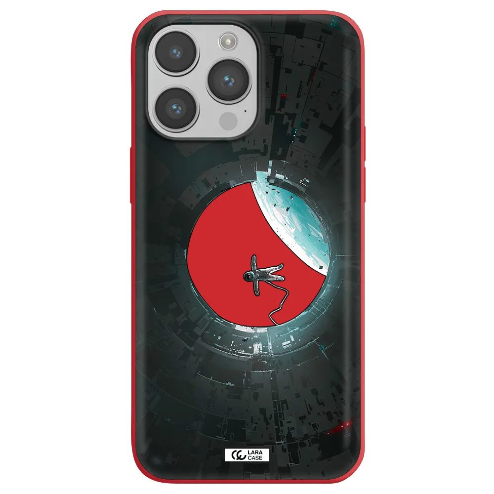 a astronaut in a space station Apple iPhone 14 pro max Silicone Imperial Red Case
