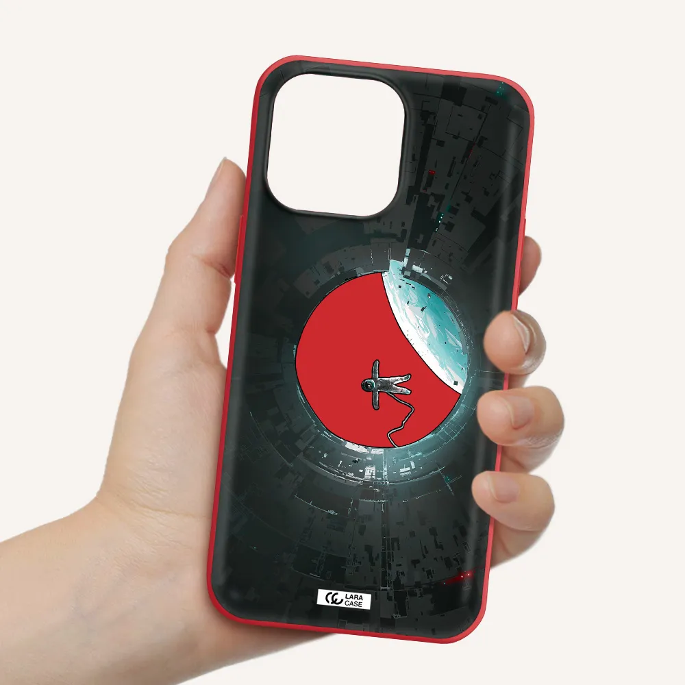 a astronaut in a space station Apple iPhone 14 pro max Silicone Imperial Red Case