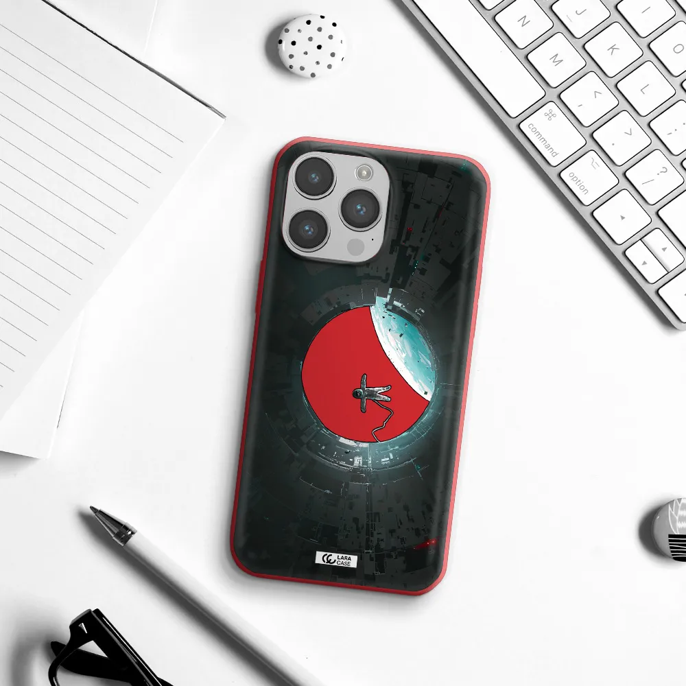 a astronaut in a space station Apple iPhone 14 pro max Silicone Imperial Red Case