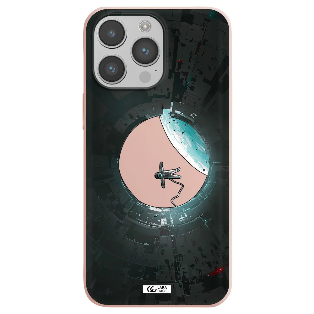 a astronaut in a space station Apple iPhone 14 pro max Silicone pastel pink Case