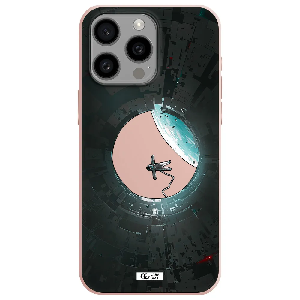 a astronaut in a space station Apple Iphone 15 Pro max Silicone pastel pink Case