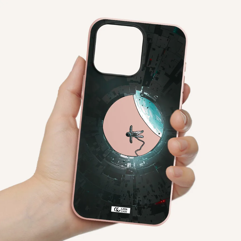 a astronaut in a space station Apple Iphone 15 Pro max Silicone pastel pink Case
