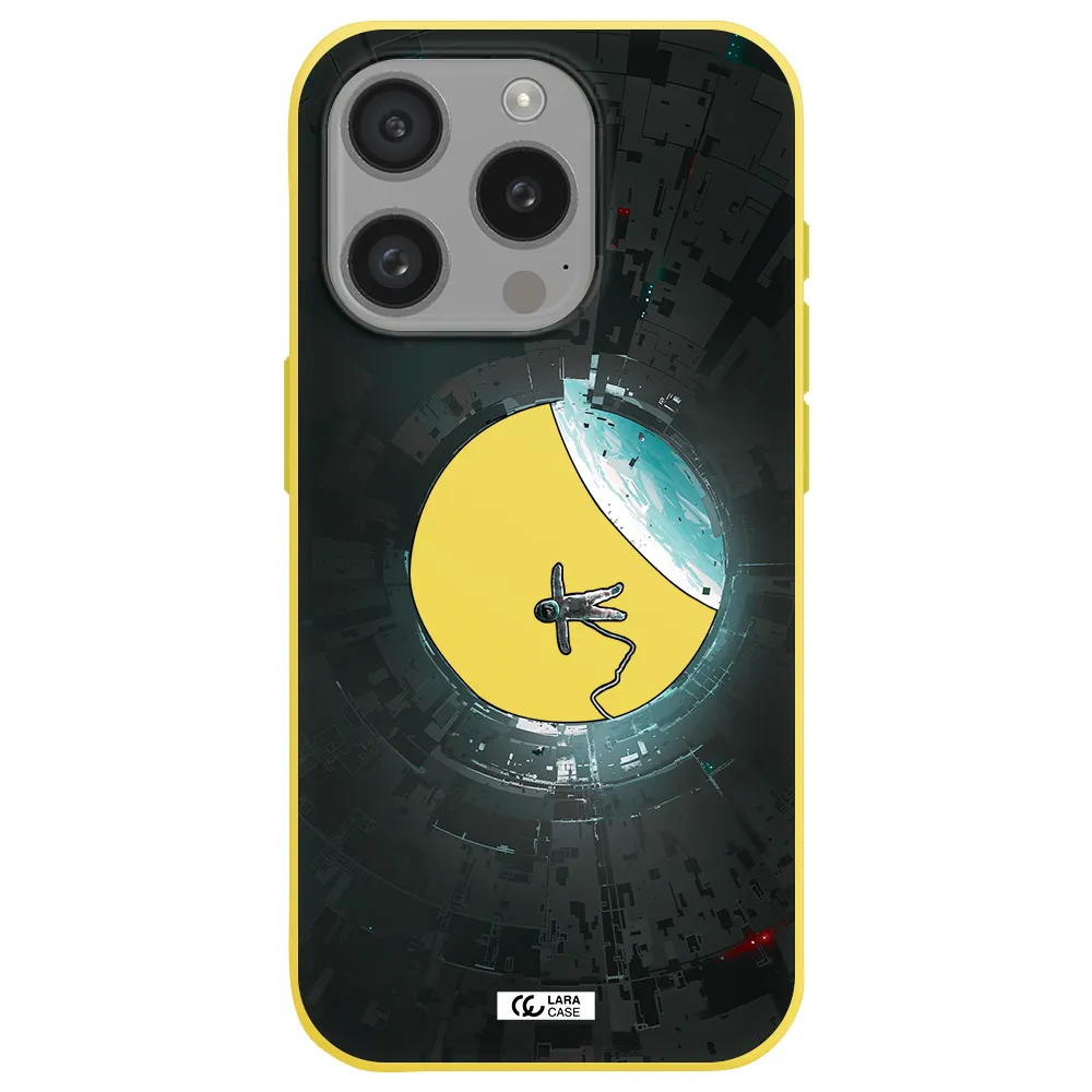 A Astronaut In A Space Station Apple Iphone 15 Pro Silicone Canary Yellow Case