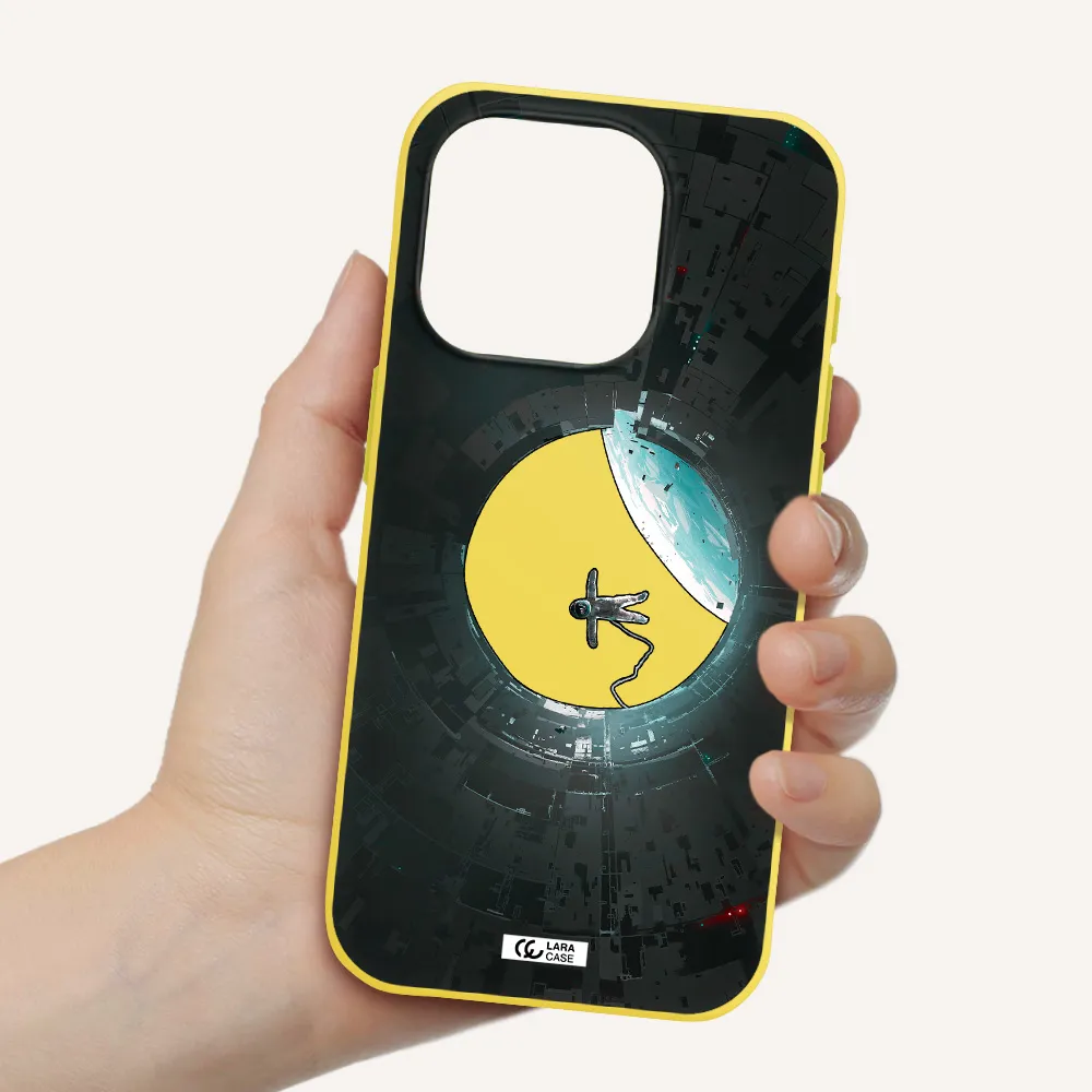 A Astronaut In A Space Station Apple Iphone 15 Pro Silicone Canary Yellow Case