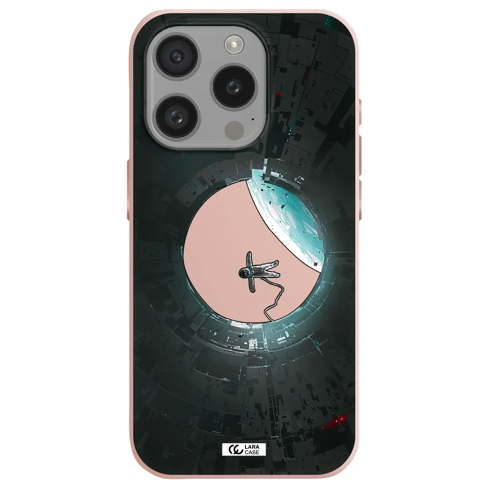 A Astronaut In A Space Station Apple Iphone 15 Pro Silicone Pastel Pink Case