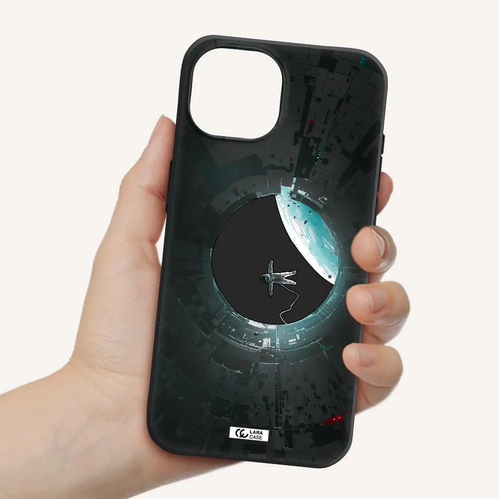 a astronaut in a space station Apple iPhone 15 Silicone black Case