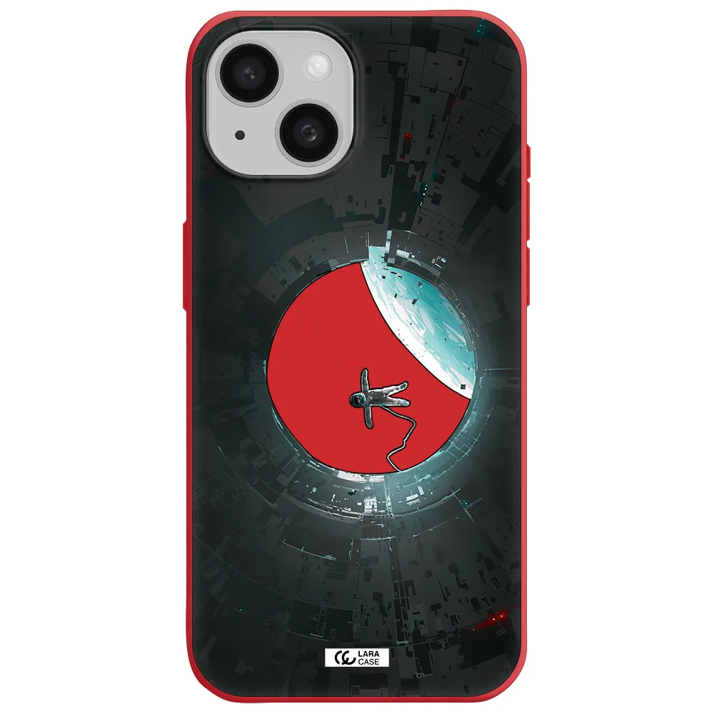 A Astronaut In A Space Station Apple Iphone 15 Silicone Imperial Red Case