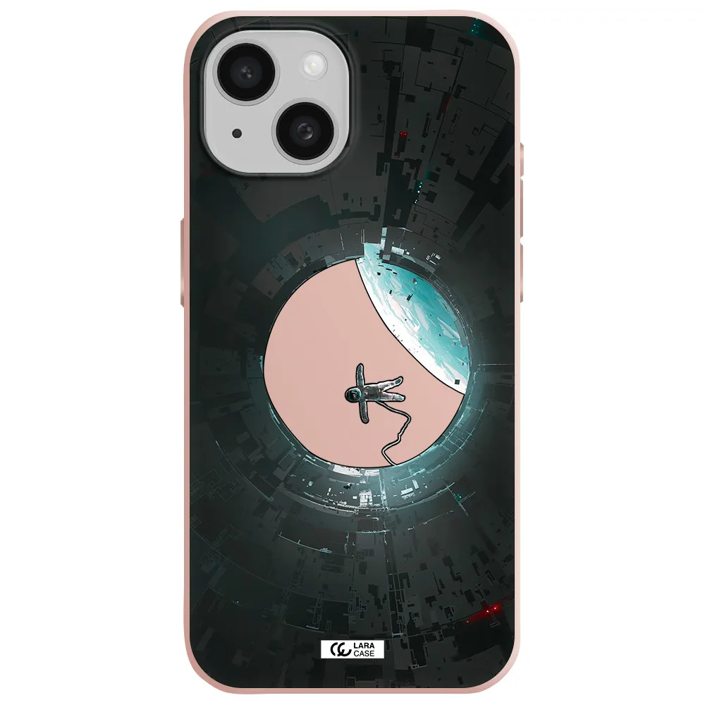 A Astronaut In A Space Station Apple Iphone 15 Silicone Pastel Pink Case