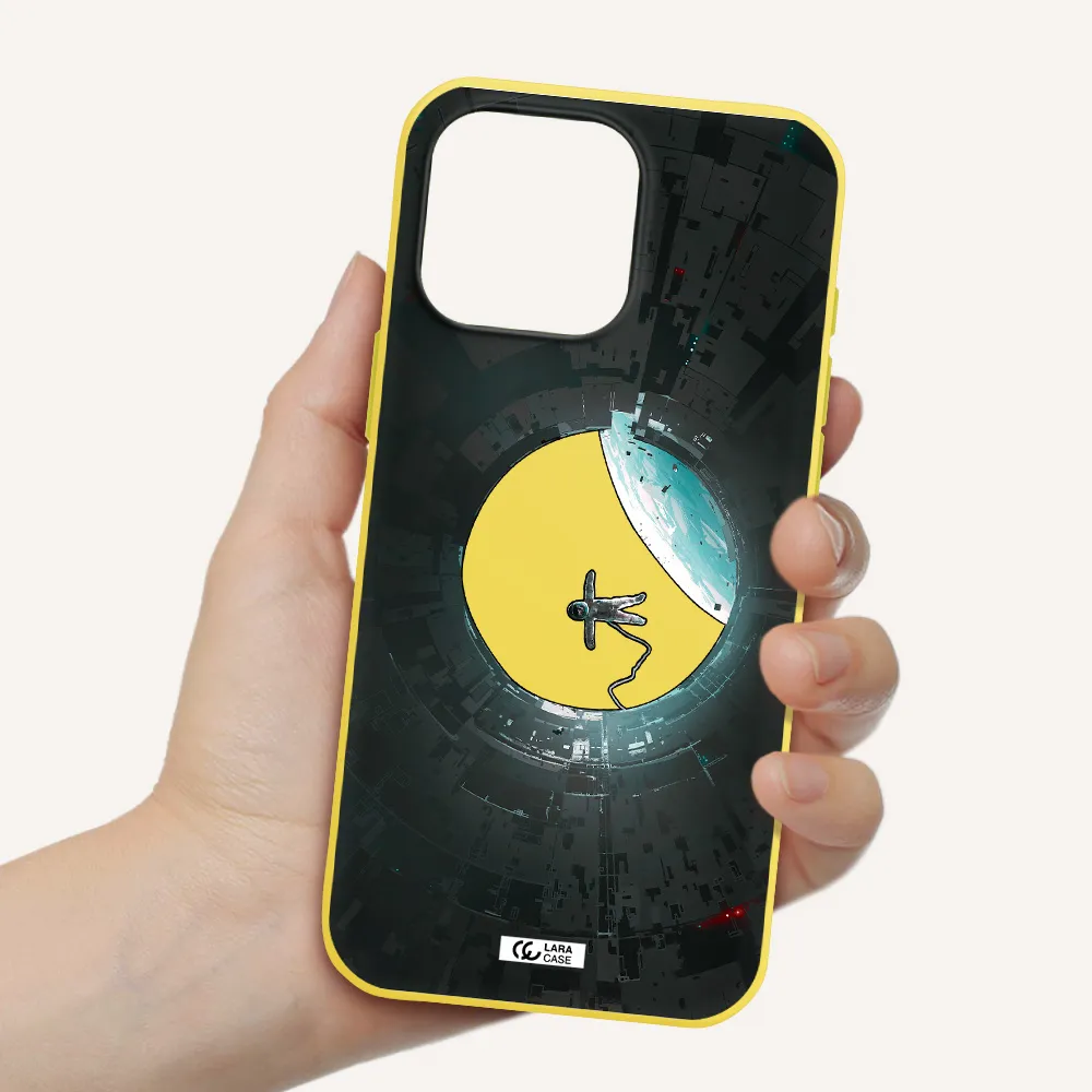 A Astronaut In A Space Station Apple Iphone 16 Pro Max Silicone Canary Yellow Case