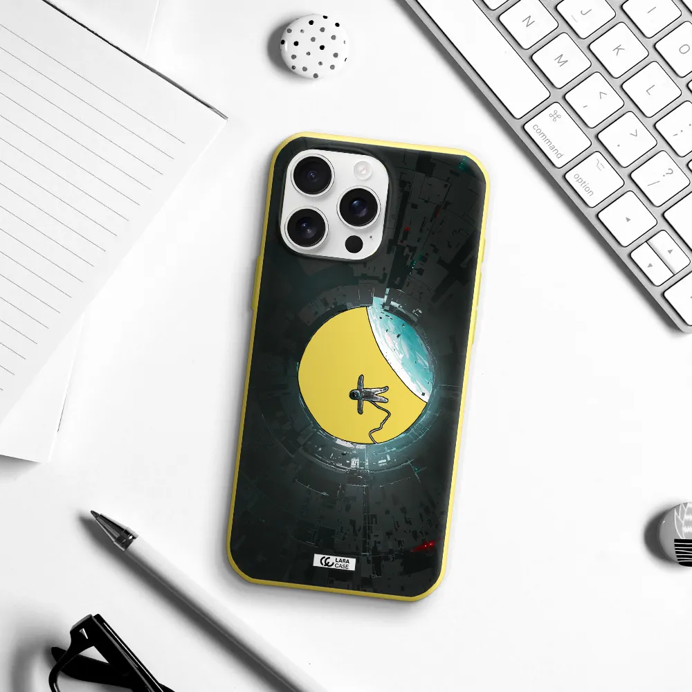 A Astronaut In A Space Station Apple Iphone 16 Pro Max Silicone Canary Yellow Case