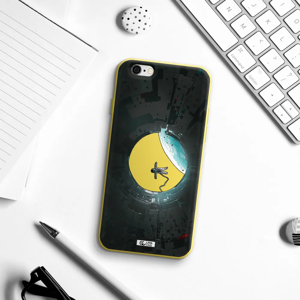 a astronaut in a space station Apple iPhone 6 Silicone canary yellow Case