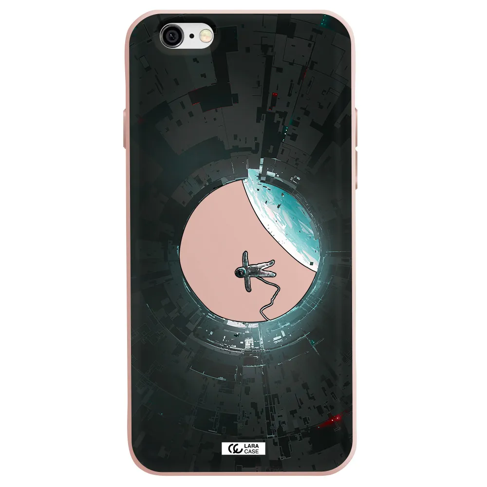 a astronaut in a space station Apple iPhone 6 Silicone pastel pink Case