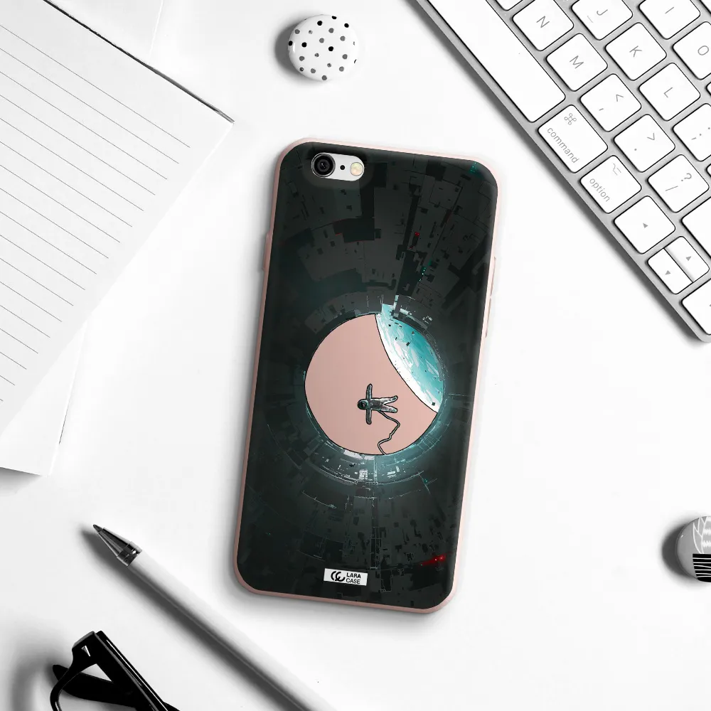 a astronaut in a space station Apple iPhone 6 Silicone pastel pink Case