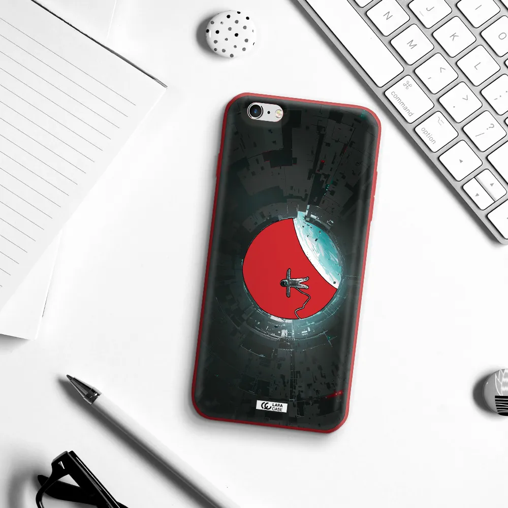 a astronaut in a space station Apple iPhone 6S Silicone Imperial Red Case