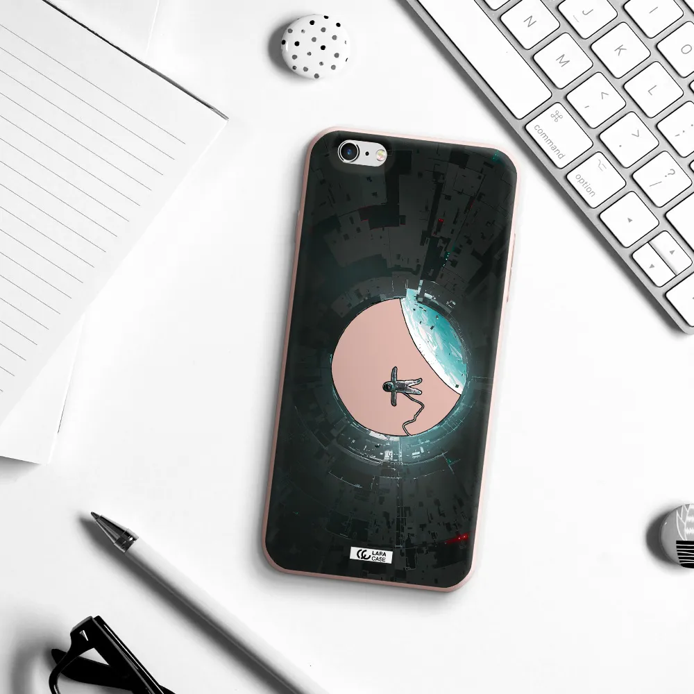a astronaut in a space station Apple iPhone 6S Silicone pastel pink Case
