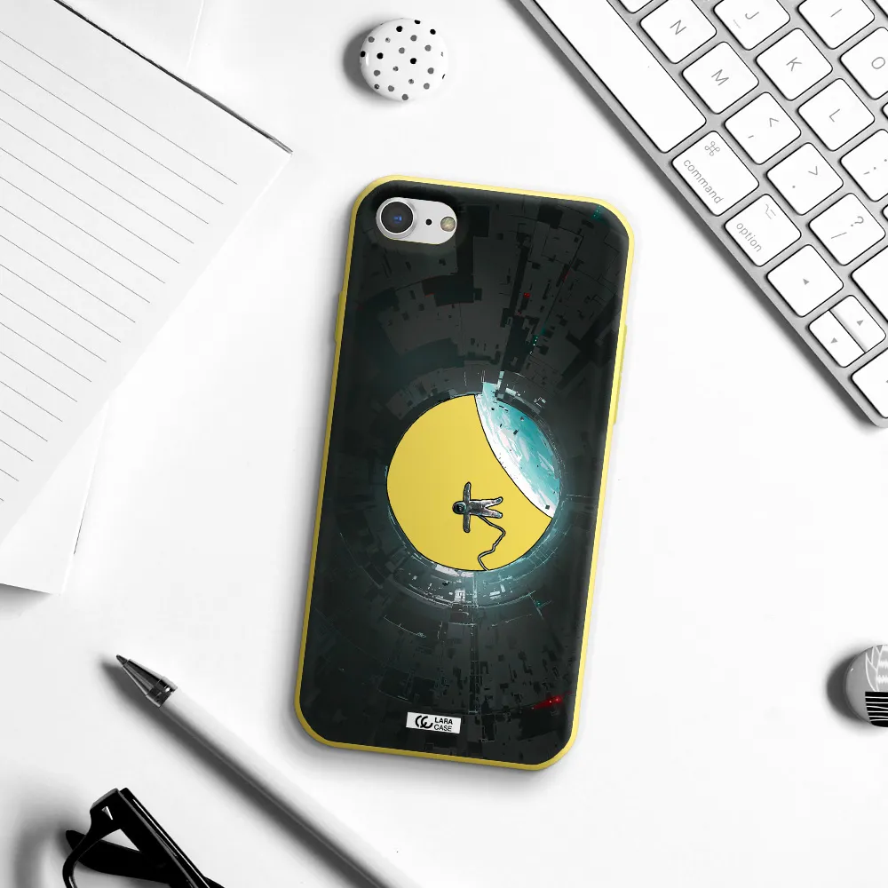 a astronaut in a space station Apple iPhone 7 Silicone canary yellow Case