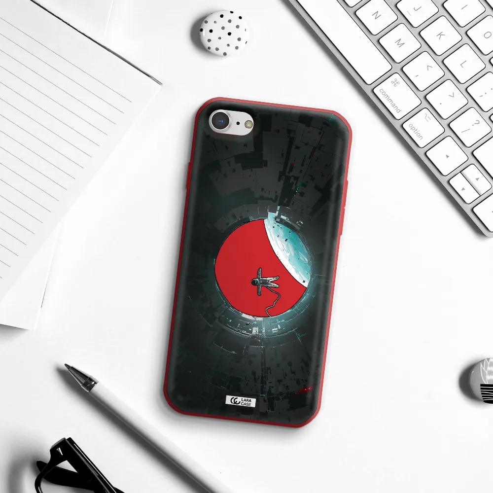 a astronaut in a space station Apple iPhone 7 Silicone Imperial Red Case