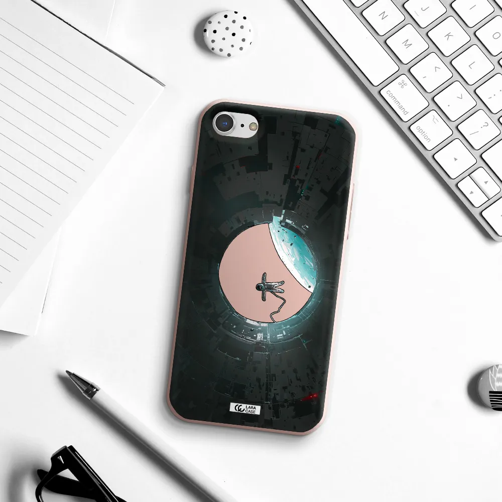 a astronaut in a space station Apple iPhone 7 Silicone pastel pink Case