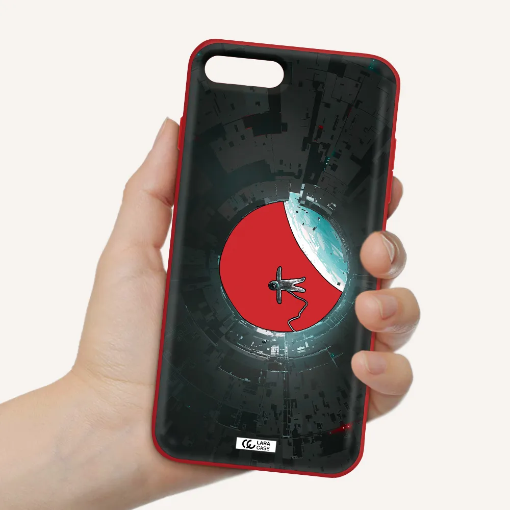 a astronaut in a space station Apple iPhone 8 plus Silicone Imperial Red Case