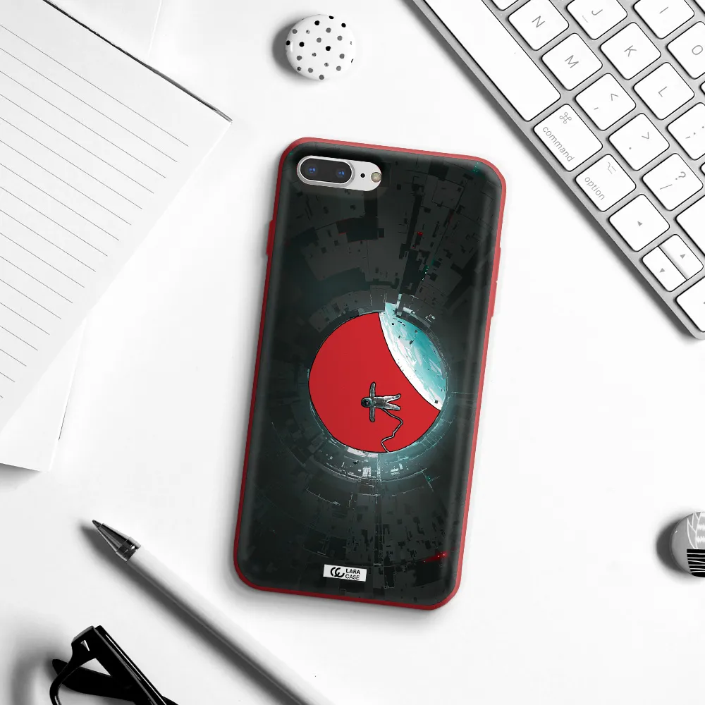 a astronaut in a space station Apple iPhone 8 plus Silicone Imperial Red Case