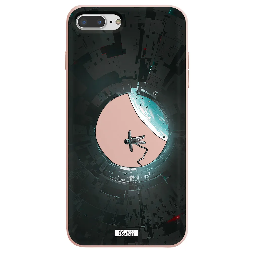 a astronaut in a space station Apple iPhone 8 plus Silicone pastel pink Case
