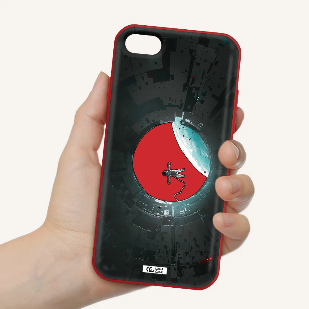 a astronaut in a space station Apple iPhone 8 Silicone Imperial Red Case