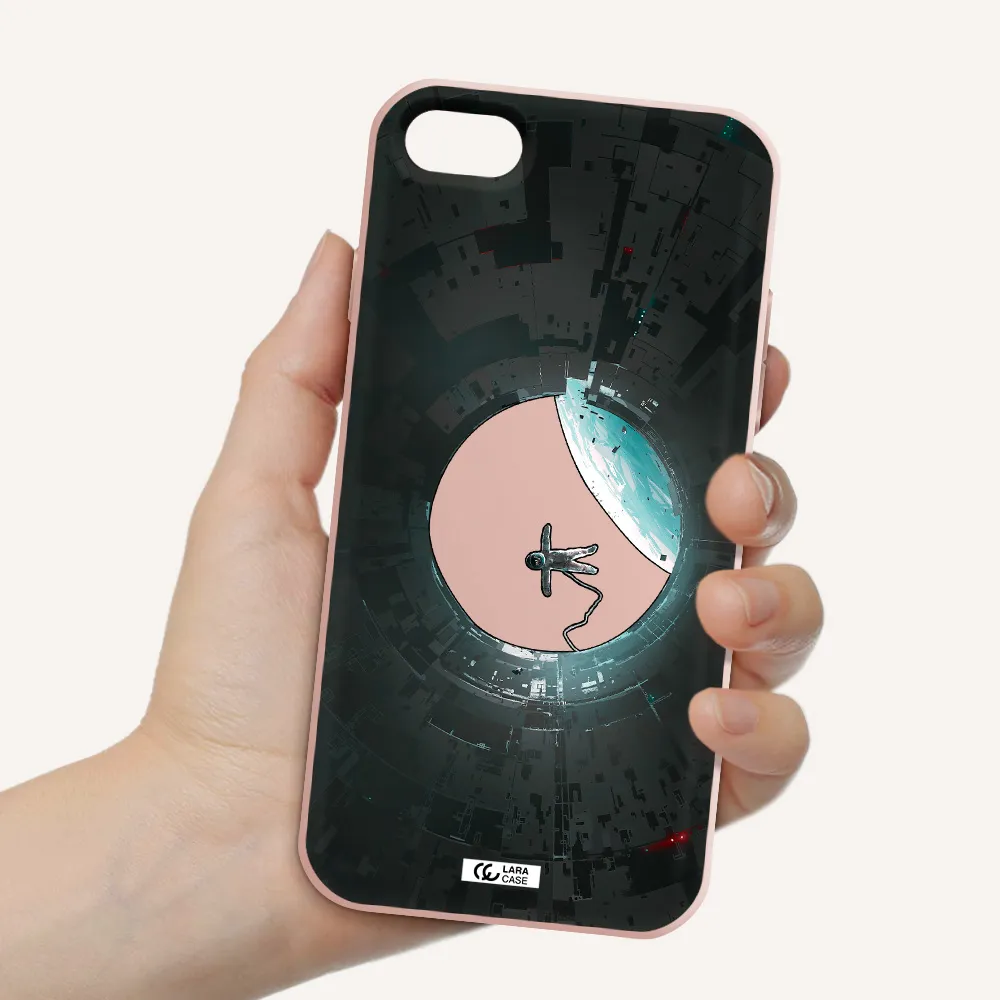 a astronaut in a space station Apple iPhone 8 Silicone pastel pink Case