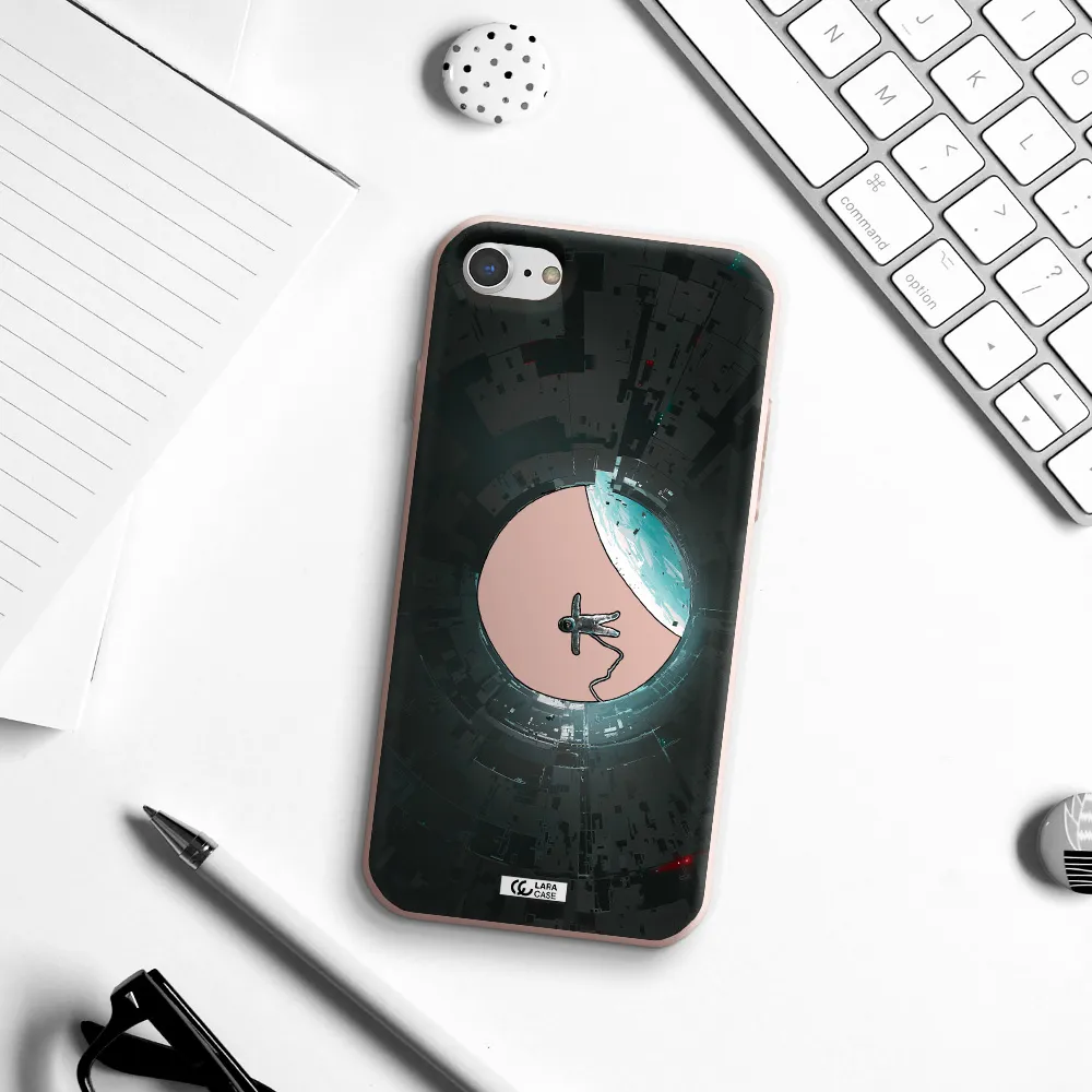 a astronaut in a space station Apple iPhone 8 Silicone pastel pink Case