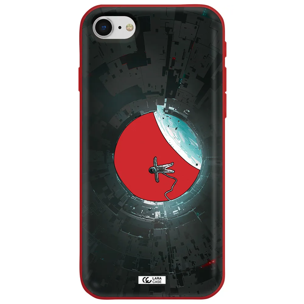 a astronaut in a space station Apple iPhone se 2020 Silicone Imperial Red Case
