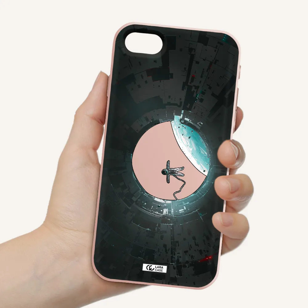 a astronaut in a space station Apple iPhone se 2020 Silicone pastel pink Case
