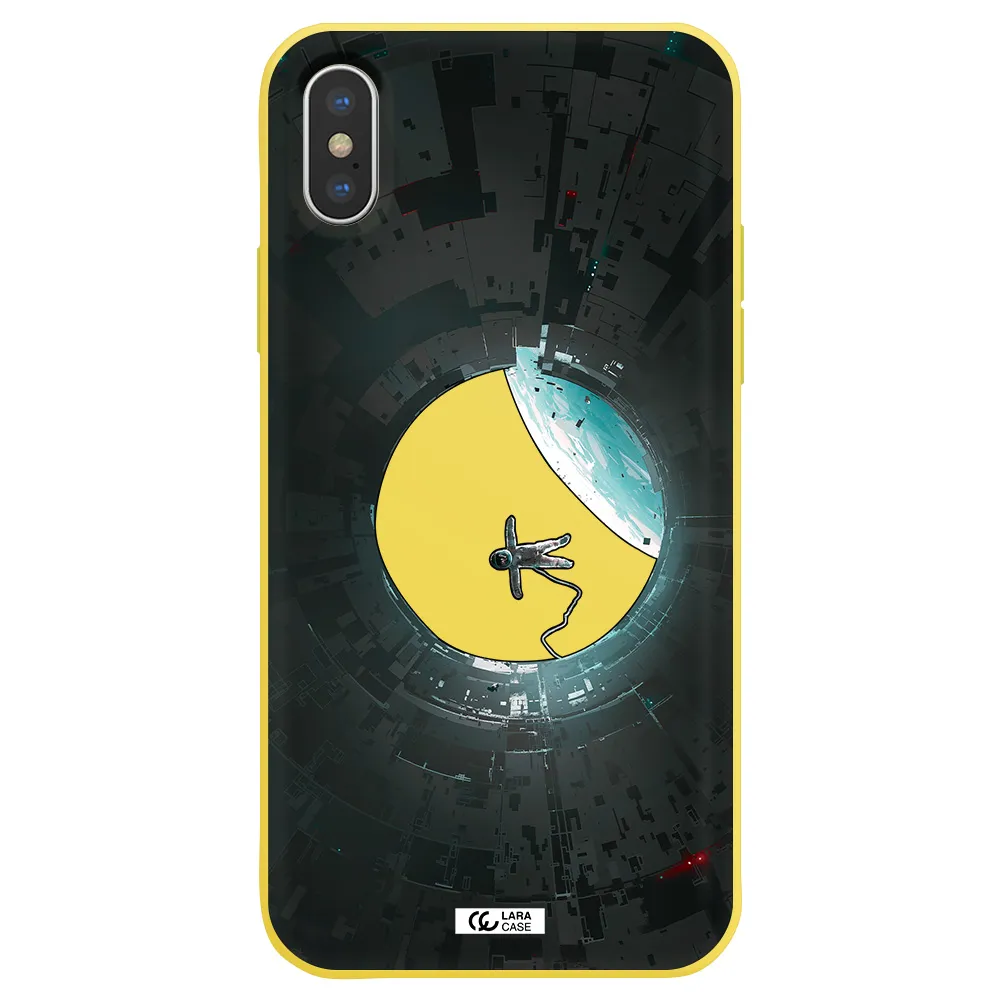 a astronaut in a space station Apple iPhone X Silicone canary yellow Case