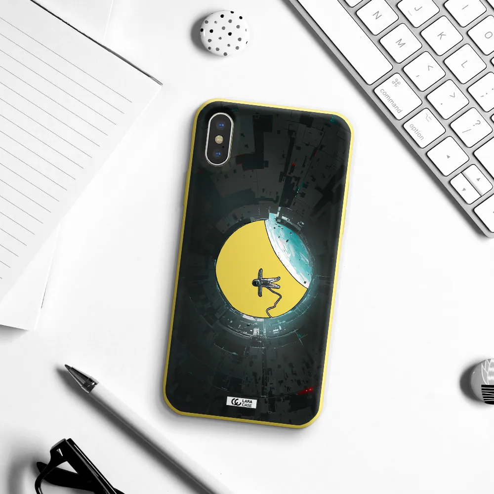 a astronaut in a space station Apple iPhone X Silicone canary yellow Case