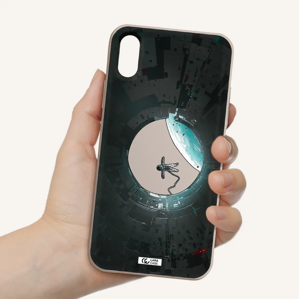a astronaut in a space station Apple iPhone X Silicone Stone Case