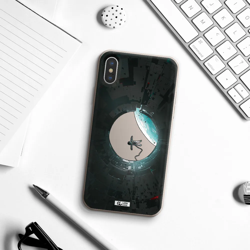 a astronaut in a space station Apple iPhone X Silicone Stone Case