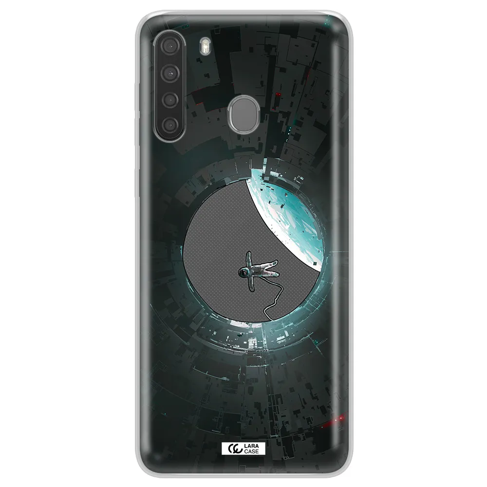 a astronaut in a space station Samsung A21 Clear TPU Case